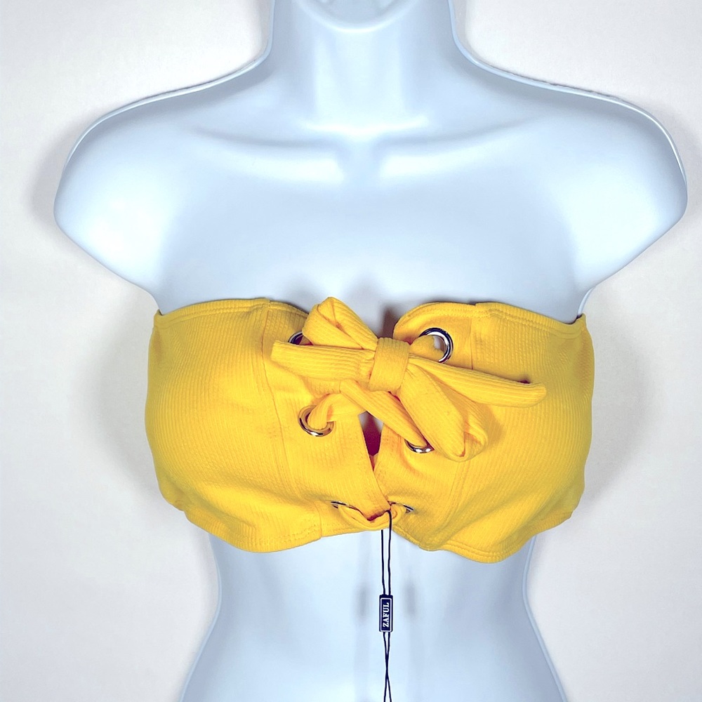 Zaful Yellow Tie Swim Top Size 6 Bandeau